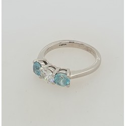 Pre Owned Platinum Diamond and Blue Topaz Ring ZB20